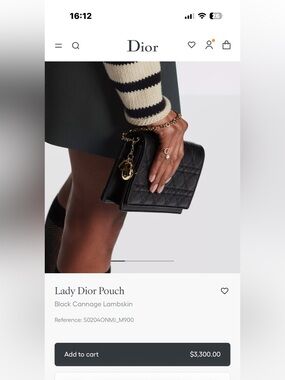 FINAL PRICE- NO OFFERS! Lady Dior Black Lambskin Cannage Pouch with Silver Chain